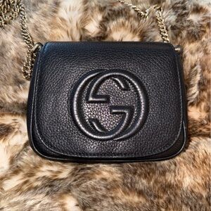 Gucci Black Pebbled Leather Crossbody Bag